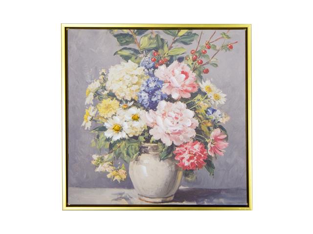 CANVAS GOLD FRAMED WALL ART (BOUQUET IN VASE)