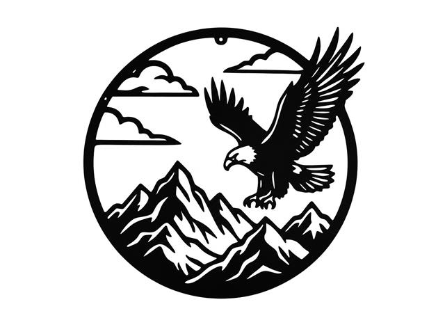 METAL BLACK WALL DECOR (SOARING EAGLE)