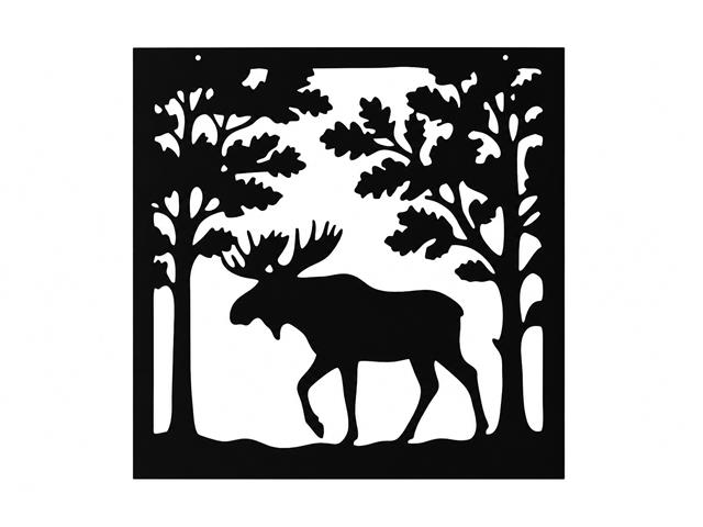 METAL BLACK WALL DECOR (MOOSE IN FOREST)