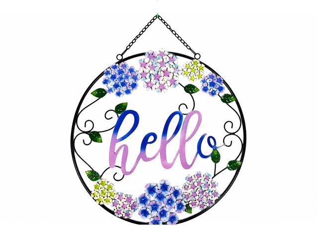 METAL WALL HANGER (HYDRANGEA - HELLO)