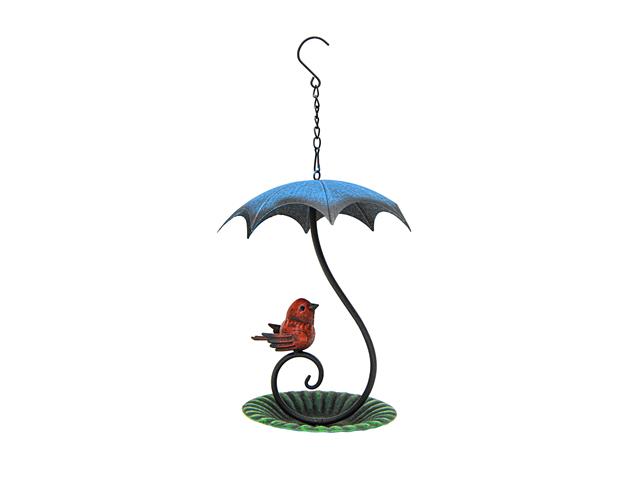METAL BIRD FEEDER (BIRD UNDER UMBRELLA)