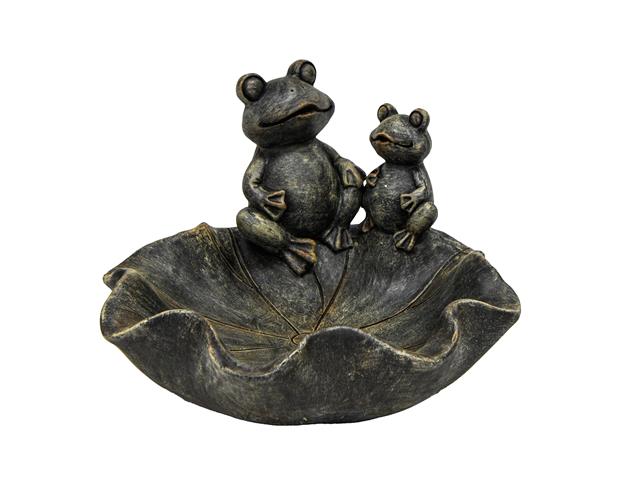 MAGNESIA BIRD BATH DECOR (FROGS ON LILYPAD)