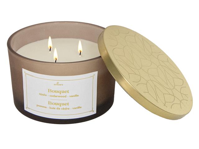 14oz 3 WICK BLUSH JAR SCENTED CANDLE WITH LID (SMOKY VANILLA)