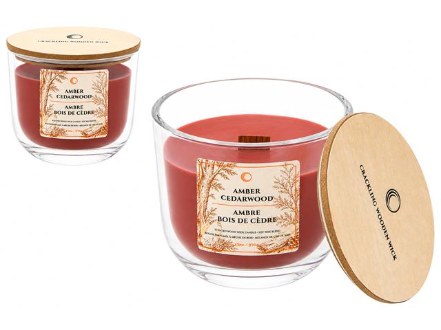 13oz WOOD WICK SOY BLEND CANDLE (AMBER CEDARWOOD)