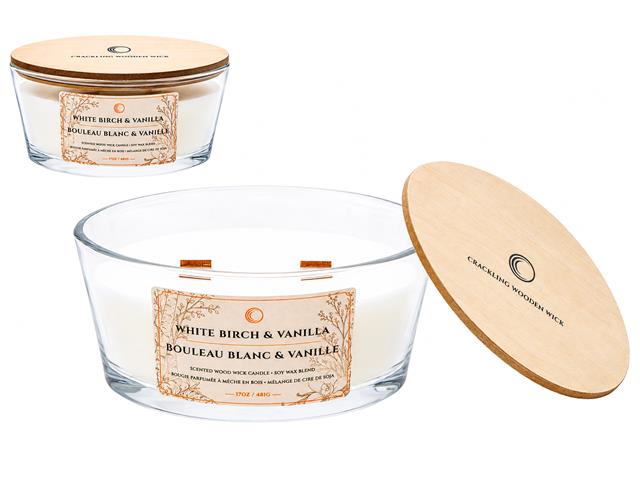 17oz 2 WOOD WICK SOY BLEND CANDLE (WHITE BIRCH & VANILLA)