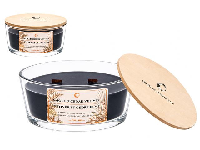 17oz 2 WOOD WICK SOY BLEND CANDLE (SMOKED CEDAR VETIVER)