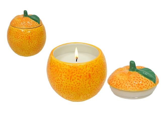 10.6oz SCENTED CANDLE WITH CERAMIC ORANGE SHAPED JAR