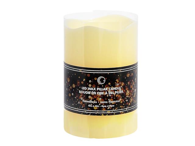 LED WAVE TOP UNSCENTED IVORY CANDLE WITH TIMER (4 X 6")