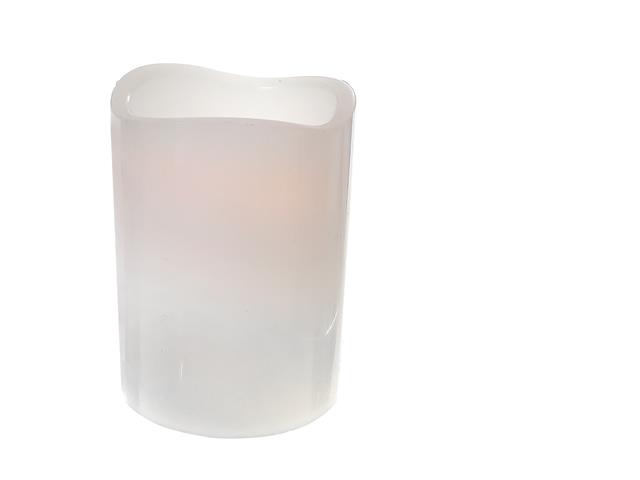 LED WAVE TOP UNSCENTED WHITE CANDLE WITH TIMER (4 X 6")