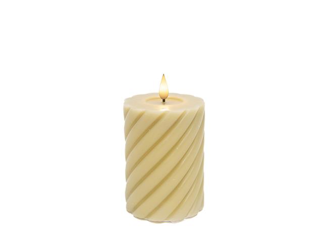 LED SPIRAL UNSCENTED CANDLE WITH TIMER (TAUPE) (3" X 4")