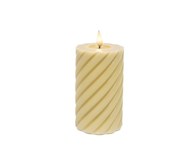 LED SPIRAL UNSCENTED CANDLE WITH TIMER (TAUPE) (3" X 5")