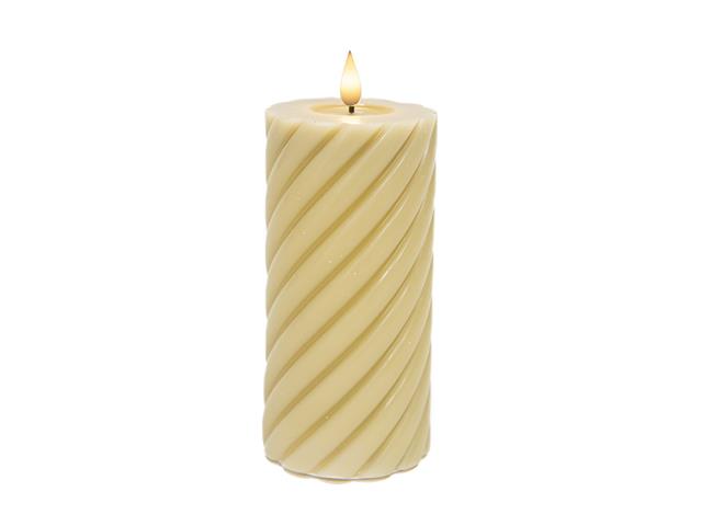LED SPIRAL UNSCENTED CANDLE WITH TIMER (TAUPE) (3" X 6")