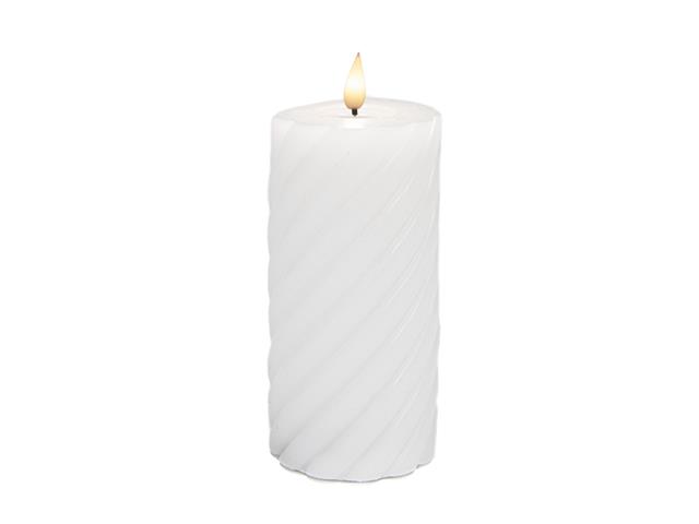 LED SPIRAL UNSCENTED CANDLE WITH TIMER (WHITE) (3" X 6")