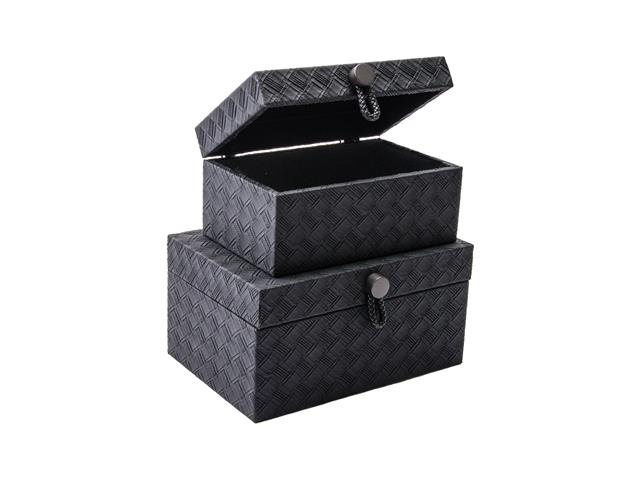 WOVEN STORAGE BOX (SET OF 2) (BLACK)