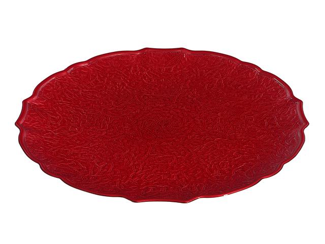 ROUND SERVING PLATE (TEXTURED) (RED) (13")