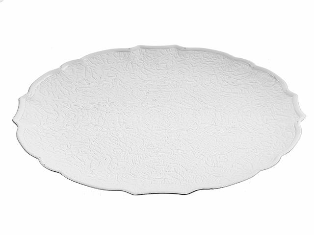 ROUND SERVING PLATE (TEXTURED) (WHITE) (13")
