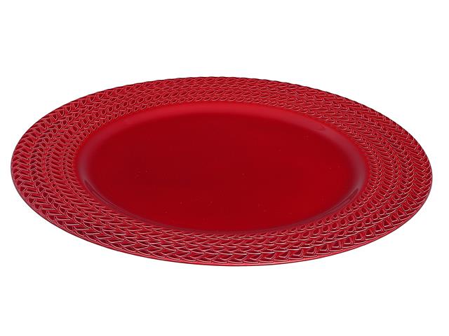 CHARGER PLATE (BRAIDS) (RED) (13")