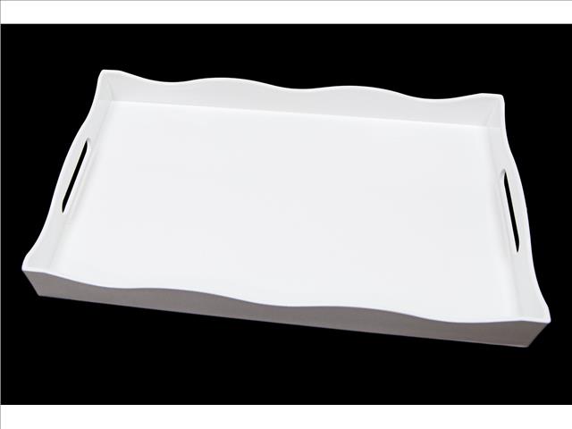 WHITE SCALLOPED RECT. SERVING TRAY