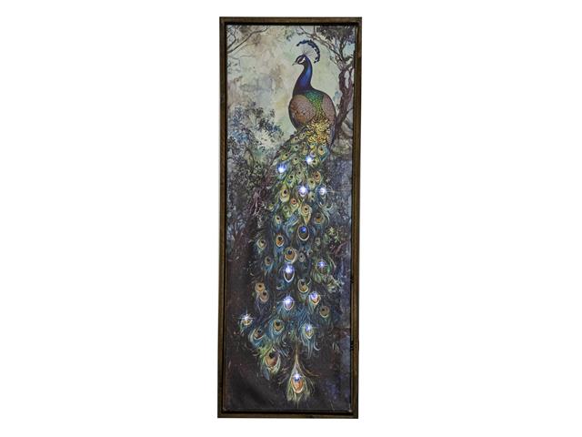 LED CANVAS WALL ART (TREE PERCH PEACOCK)