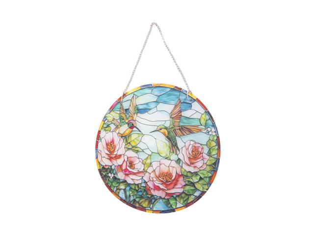 ROUND ACRYLIC HANGER (HUMMINGBIRD & ROSE)