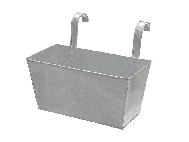 GALVANIZED METAL RECT. PLANTER WITH HOOKS (10.55")