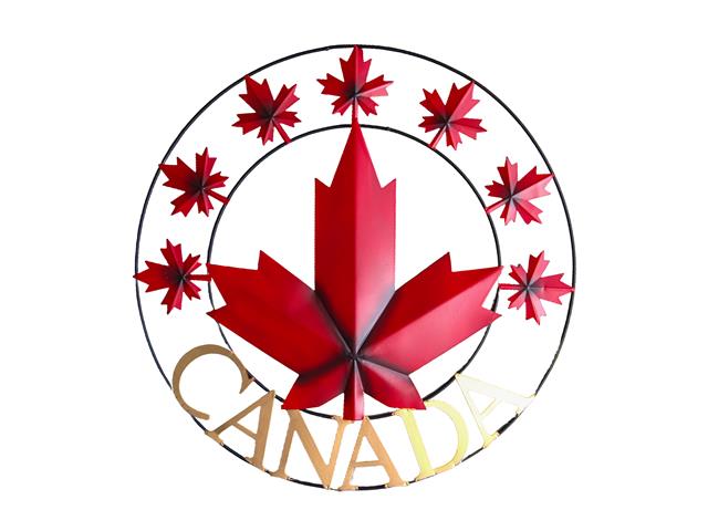 24" METAL WHEEL DÉCOR (MAPLE LEAF - CANADA)