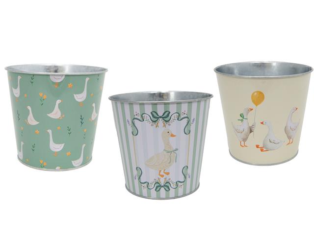 6" ROUND METAL PLANTER (GOOSE) (ASSTD)