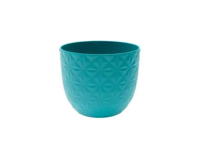 4" AMALFI ROUND PLANTER WITH DIAMOND PATTERN (BLUE)