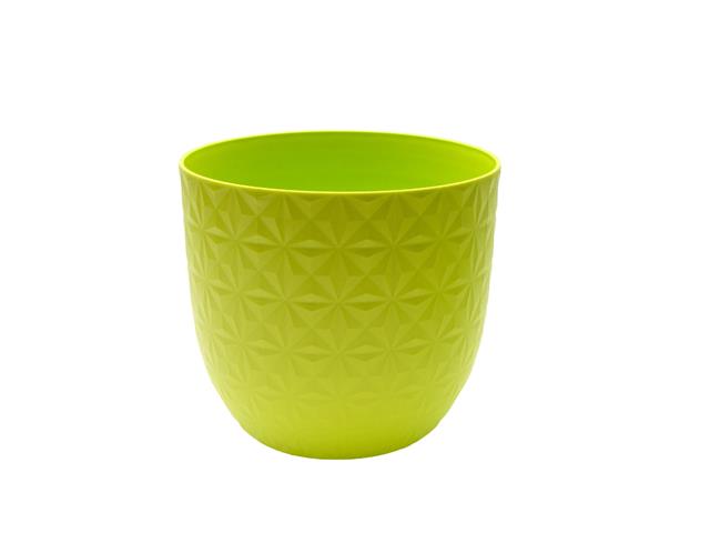 4" AMALFI ROUND PLANTER WITH DIAMOND PATTERN (LIME GREEN)