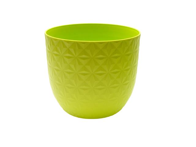 6" AMALFI ROUND PLANTER WITH DIAMOND PATTERN (LIME GREEN)