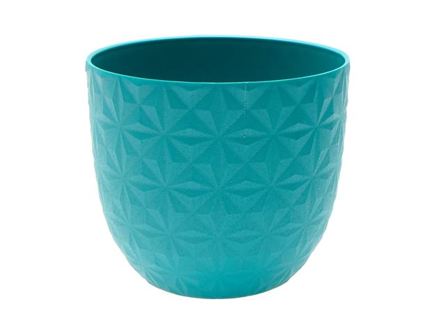 8.5" AMALFI ROUND PLANTER WITH DIAMOND PATTERN (BLUE)