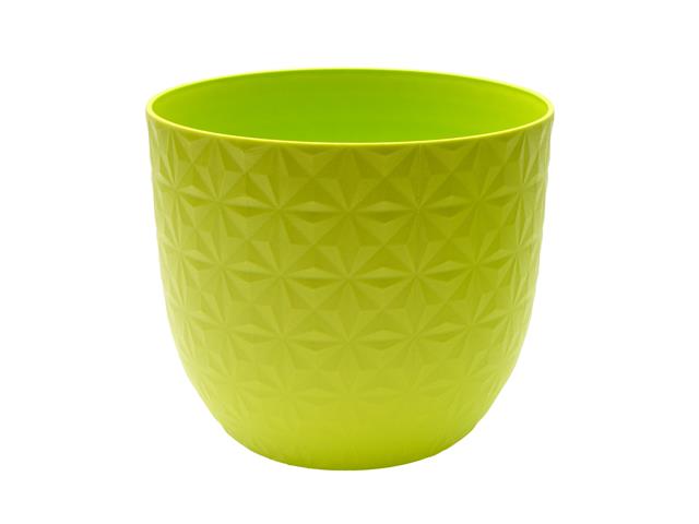 8.5" AMALFI ROUND PLANTER WITH DIAMOND PATTERN (LIME GREEN)