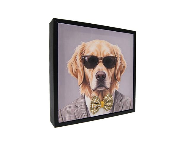 8" X 8" CANVAS WALL ART (DOG WITH BOW TIE)