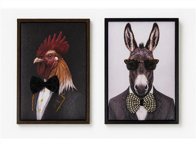 6" X 8" CANVAS WALL ART (DONKEY AND ROOSTER) (ASSTD)