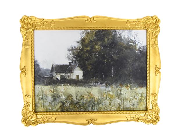 11" X 14" CANVAS WALL ART WITH GOLD FRAME (HOUSE)
