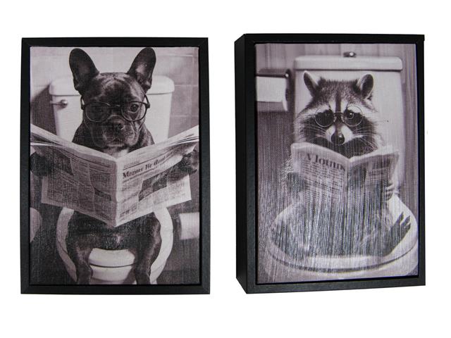 6" X 8" CANVAS WALL ART (DOG AND RACCOON) (ASSTD)