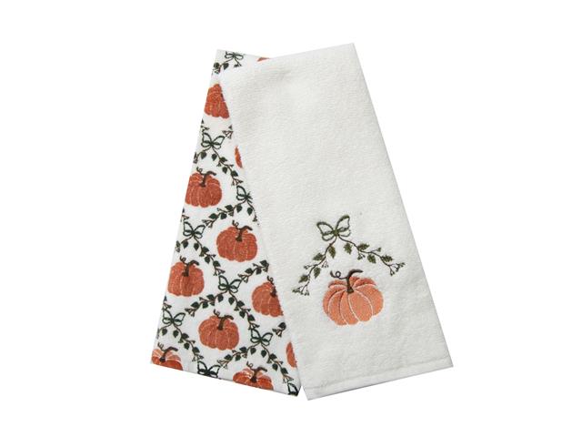 EMBROIDERY HAND TOWEL (SET/2)  (PUMPKIN)
