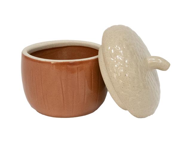 CERAMIC RUST AND WHITE ACORN DECOR
