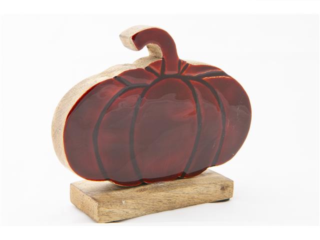 ENAMEL-COATED MANGO WOOD ORANGE PUMPKIN
