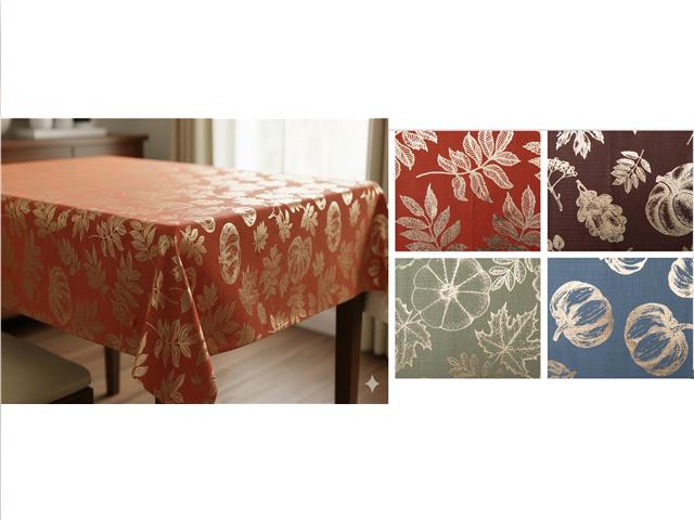 FOIL PRINTED AUTUMN TABLECLOTH (60 X 104) (ASSTD)