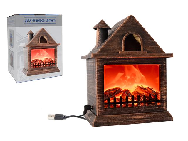 LED FLICKERING FLAME HOUSE FIREPLACE (BRUSHED GOLD)