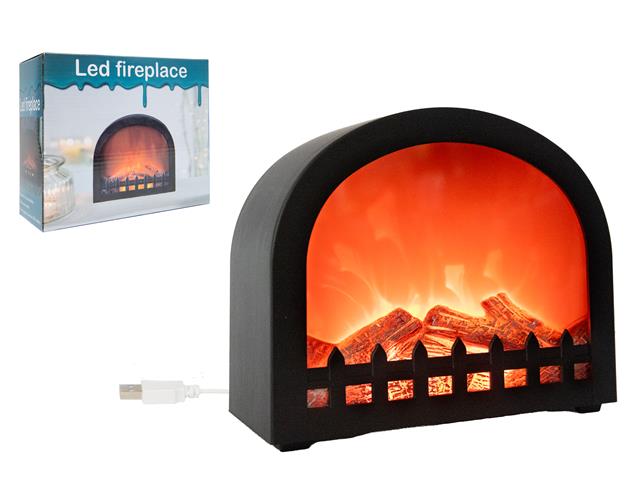 LED FLICKERING FLAME DOME FIREPLACE (BLACK)