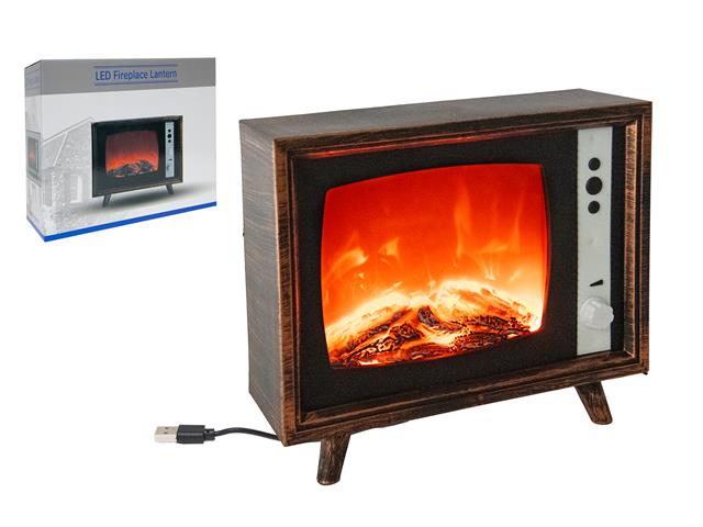 LED FLICKERING FLAME TV FIREPLACE (BRUSHED GOLD)