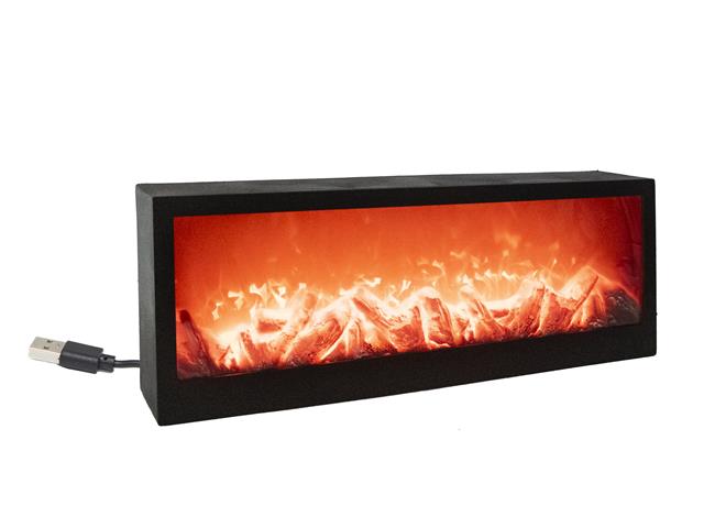 LED FLICKERING FLAME RECTANGLE FIREPLACE (BLACK)