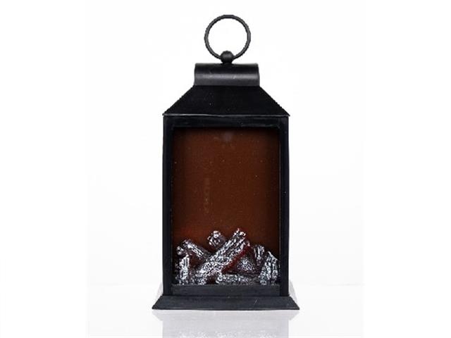 LED FLICKERING FLAME LANTERN FIREPLACE (BLACK)