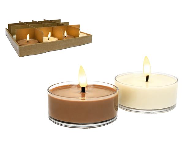 2" LED ACRYLIC TEA LIGHT CANDLE WITH TIMER (ASSTD) (32/DISP)