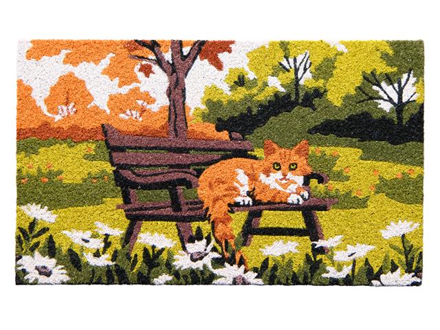 COIR DOOR MAT (CAT ON BENCH)