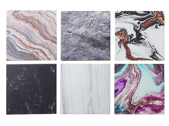 8" SQUARE CERAMIC TRIVET (MARBLE) (ASSTD)