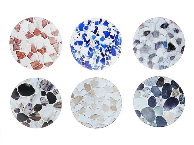 8" ROUND CERAMIC TRIVET (STONES) (ASSTD)