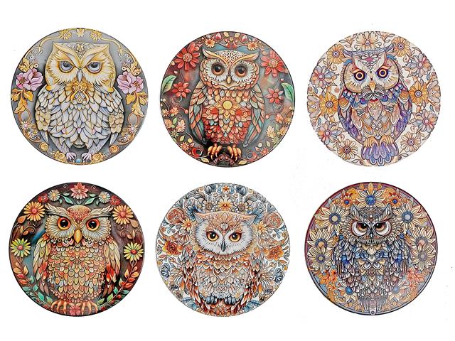 8" ROUND CERAMIC TRIVET (OWL) (ASSTD.)